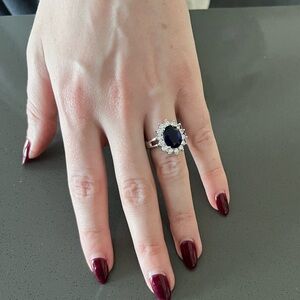 Elegant Silver and Blue Gemstone Ring